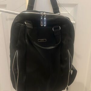 Roots Black Women's or Men’s Backpack with Silver Accents